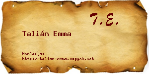 Talián Emma névjegykártya